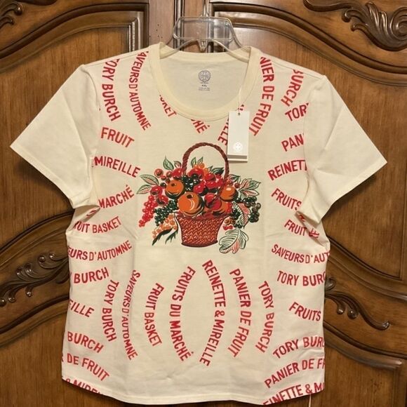 NWT TORY BURCH FRUIT COTTON WOMAN T-shirts SIZE US XXL NEW WITH TAG - Picture 4 of 15